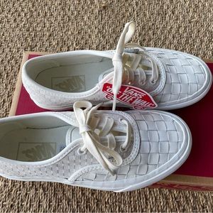 VANS Authentic Platform Woven Leather Blanc de blanc